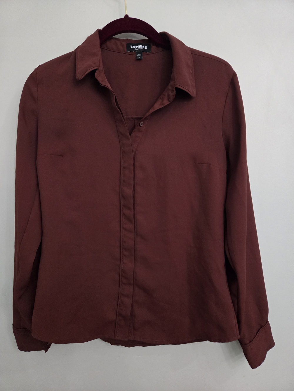 Express Women's Portofino Button-Down Blouse - Burgundy Wine XS